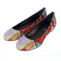 ZMF臻美坊 印花布舒适新潮浅口平跟女式单鞋A10A14006M-225(红色/225)