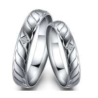 佐卡伊18K白金钻石对戒-倾心(男19女12号)