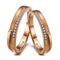 佐卡伊18k玫瑰金钻石对戒爱的契合(男18女13号)