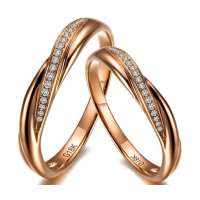 佐卡伊18K玫瑰金钻石对戒眷恋一生(男19女13号)