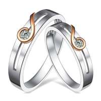 佐卡伊8分18K双色圆钻对戒心中久久(男18女13号)