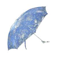 天堂牌347E花翎缎绣三折晴雨伞(蓝)