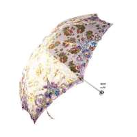 天堂牌380E鸟语花香三折晴雨伞(紫)