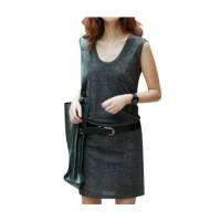 AMII艾米大圆领无袖蛇纹连衣裙B3NC1060203(深灰色/M)