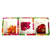 evergreen绽放之花环保三格小吃收纳盘