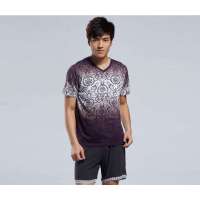 稻草人男士丝光棉短袖T恤 渐变色V领汗衫(紫色XL)