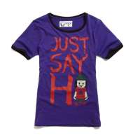 佐丹奴BSX女装撞色MINI CHE SAY HI T恤043910400012002(紫色SAY HI/中码)