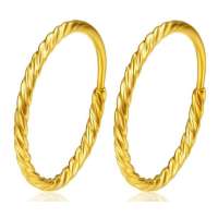 翠绿首饰千足黄金耳圈-扭花