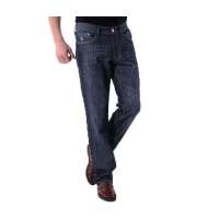 POLO VILLAE男士直筒蓝色竖纹路宽松青春牛仔裤PFCMPANCS31150(34)