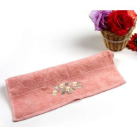 洁丽雅纯棉提花素色方巾6085(红色)