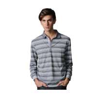 POLO VILLAE男士休闲灰白条翻领polo衫PFDANABCF90750(50)