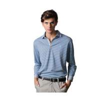 POLO VILLAE男士休闲兰灰条polo衫PFDANABCF90657(46)