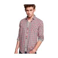 SPORTICA斯波帝卡100%长绒棉红黑格子长袖衬衫11152405(L)