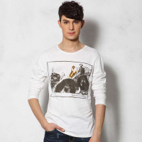 SPORTICA斯波帝卡新款美国精选面料超透气人像印花长袖T恤白色11112293(XXL)