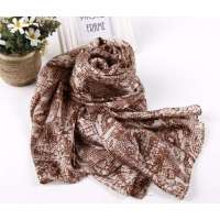 SKT印花丝巾YF1106-6(咖啡)