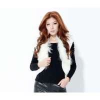 Karo Rinlan 新秋装毛毛领边针织衫X003(白色XL)