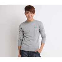 唐狮 男圆领净色线衫111111043002(浅麻灰XL)