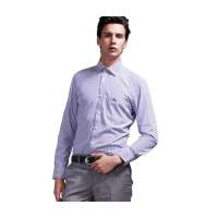 Baneberry 男装商务细条纹纯棉长袖衬衣10005(蓝条41)