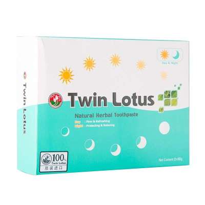 双莲(泰国Twin Lotus)天然植物日夜组合装牙膏(一套2支)180G