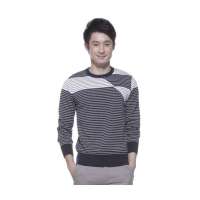 OLOMO欧莱诺时尚几何拼接条纹针织衫男111510047952(XL)