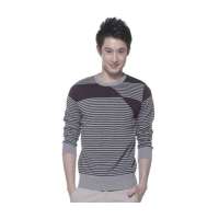 OLOMO欧莱诺时尚几何拼接条纹针织衫男111510049048(M)