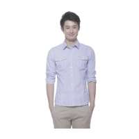 OLOMO欧莱诺文艺细条纹修身长袖衬衫男111520055052(XL)