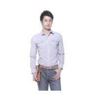 OLOMO欧莱诺文艺细条纹修身长袖衬衫男111520059046(S)