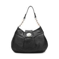 DUDU醉爱美人系列牛皮单肩斜挎包DUD11169B(黑)