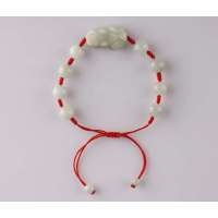 悦人天然A货翡翠编绳貔貅手链(红绳)