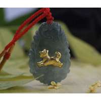 悦人天然翡翠A货项链金镶玉-运程吉祥生肖狗