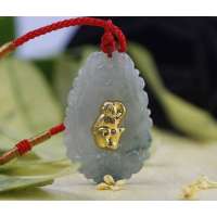 悦人天然翡翠A货项链金镶玉-运程吉祥生肖猴