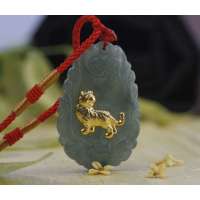悦人天然翡翠A货项链金镶玉-运程吉祥生肖虎