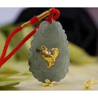 悦人天然翡翠A货项链金镶玉-运程吉祥生肖鸡