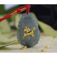 悦人天然翡翠A货项链金镶玉-运程吉祥生肖马