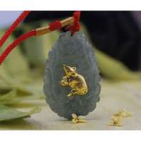 悦人天然翡翠A货项链金镶玉-运程吉祥生肖鼠