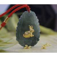 悦人天然翡翠A货项链金镶玉-运程吉祥生肖兔
