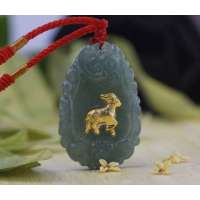 悦人天然翡翠A货项链金镶玉-运程吉祥生肖羊