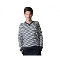 POLO VILLAE男士纹羊毛衫灰白条PFDPBAPCF30050(48)