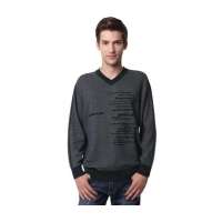 澳洋纯简单时尚薄款V领长袖羊毛衫 0936046(墨绿/L)