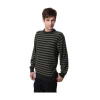 澳洋纯男士时尚休闲圆领条纹长袖羊毛衫0936050(军绿/M)