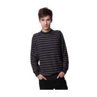 澳洋纯男士时尚休闲圆领条纹长袖羊毛衫0936050(深灰/XXL)