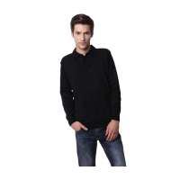 澳洋纯时尚休闲男士POLO领羊毛衫 T10211(黑色/XXXL)