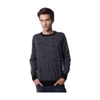 澳洋纯时尚休闲圆领男士羊毛衫毛衣 T10172(黑色/M)