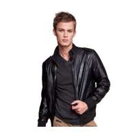 SPORTICA斯波帝卡男士机车短款修身罗纹收口水洗皮衣11182151(XXL)