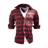 佐丹奴男装苏格兰格子法兰绒衬衫010415010014702(淡红格子/中码)