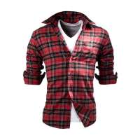 佐丹奴男装苏格兰格子法兰绒衬衫010415010014703(淡红格子/大码)