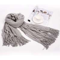 凯诗风尚灰色针织围巾 - 伊丽莎白流苏系列
