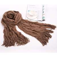 凯诗风尚咖啡色针织围巾 - 伊丽莎白流苏系列