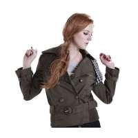 OLOMO欧莱诺时尚简练帅气女夹克女款(浅军绿M)111651024848