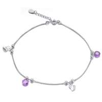 Lux-women-925银镶嵌水晶脚链-幸福链